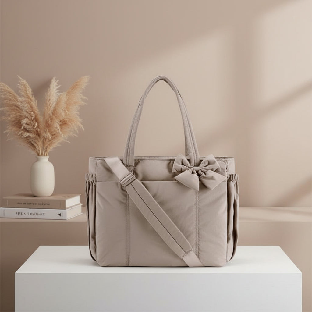 Tote Bag Womens Bow Nylon Shoulder Handbag Work Travel