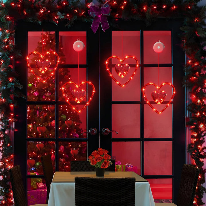 LED Lights Heart Window Suction Cup Battery Powered Romantic Decor