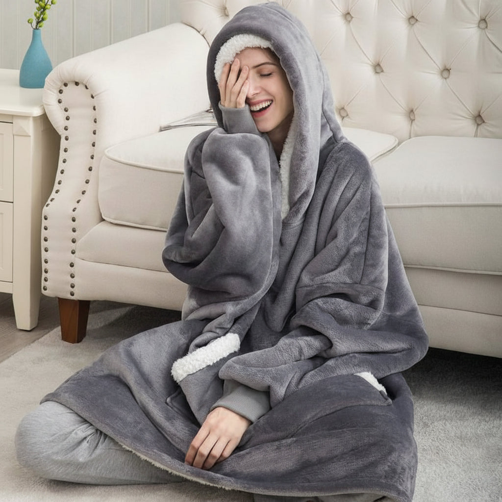 Wearable  Cozy Blanket Hooded Thick Warm Blanket