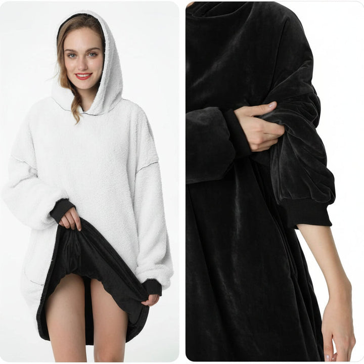 Wearable  Cozy Blanket Hooded Thick Warm Blanket