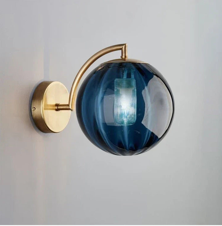 Modern Glass Ball Wall Lamp | Brass &amp; Tinted Glass Design
