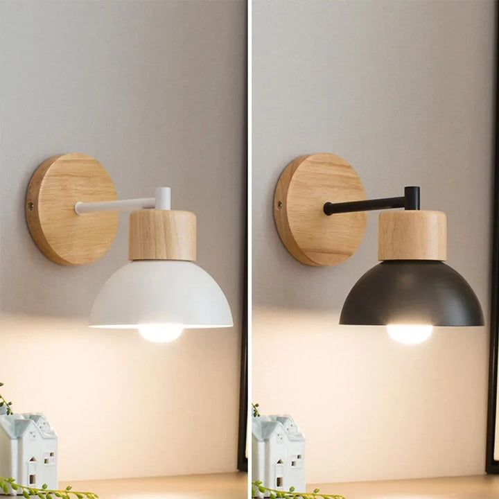 Wood &amp; Metal Wall Lamp | Modern Nordic Bedside Light