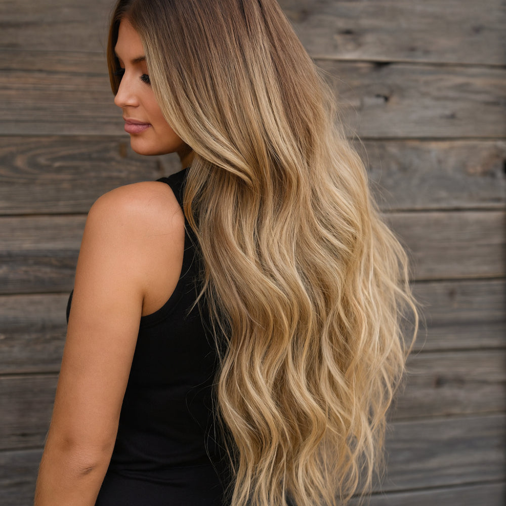 Hair Extensions Natural Wavy Human Hair Clip-In Long Volume Set