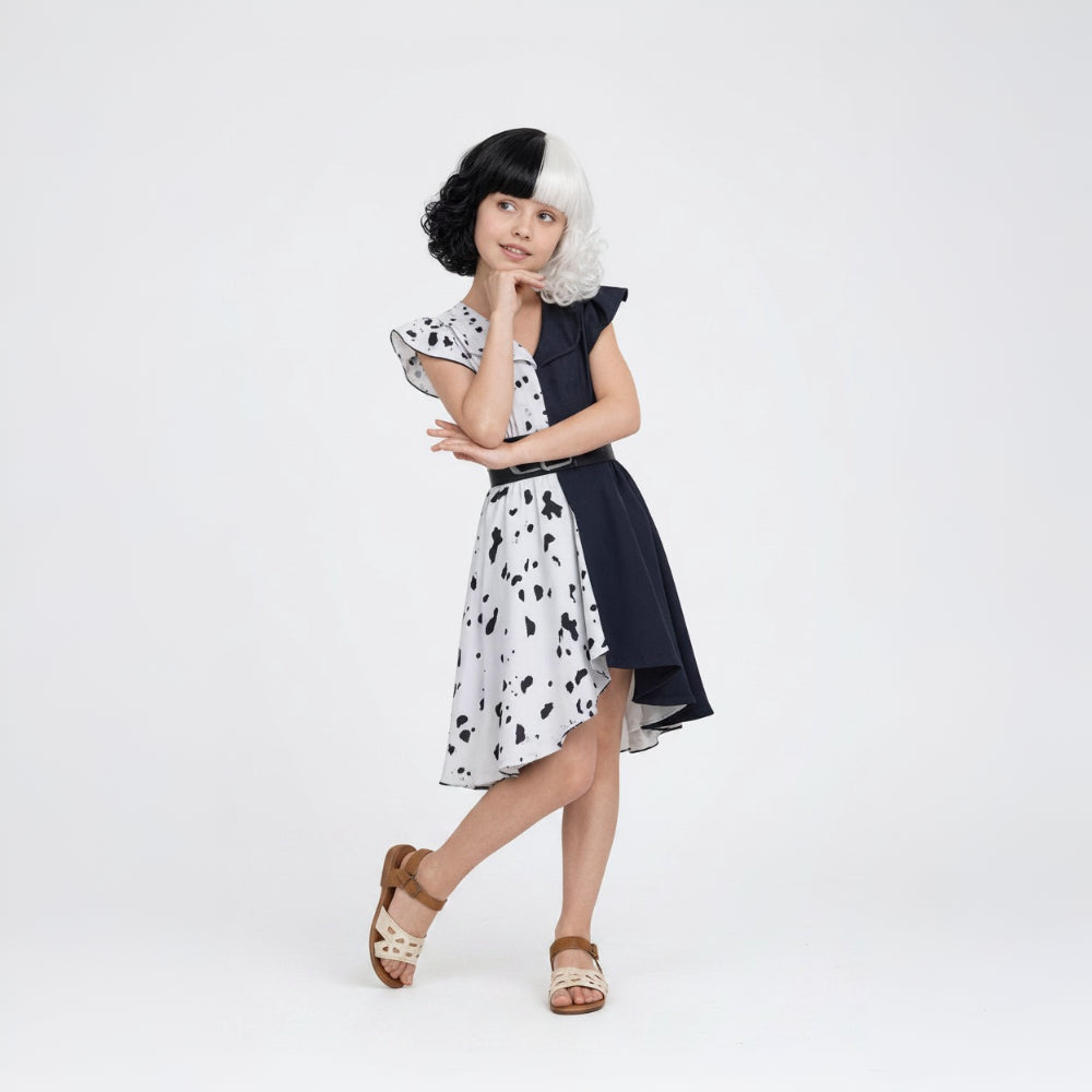 Halloween Costume Dalmatian Dress Cape Cosplay Outfit