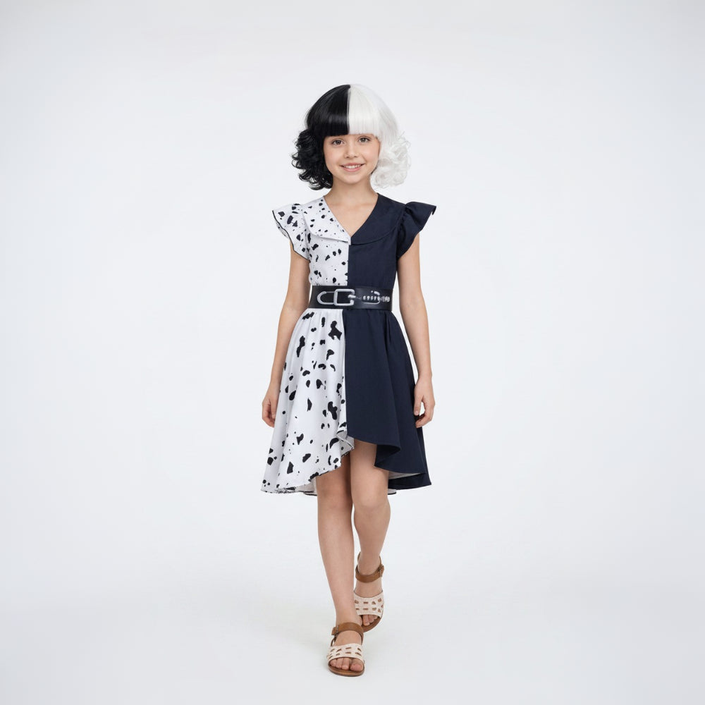 Halloween Costume Dalmatian Dress Cape Cosplay Outfit