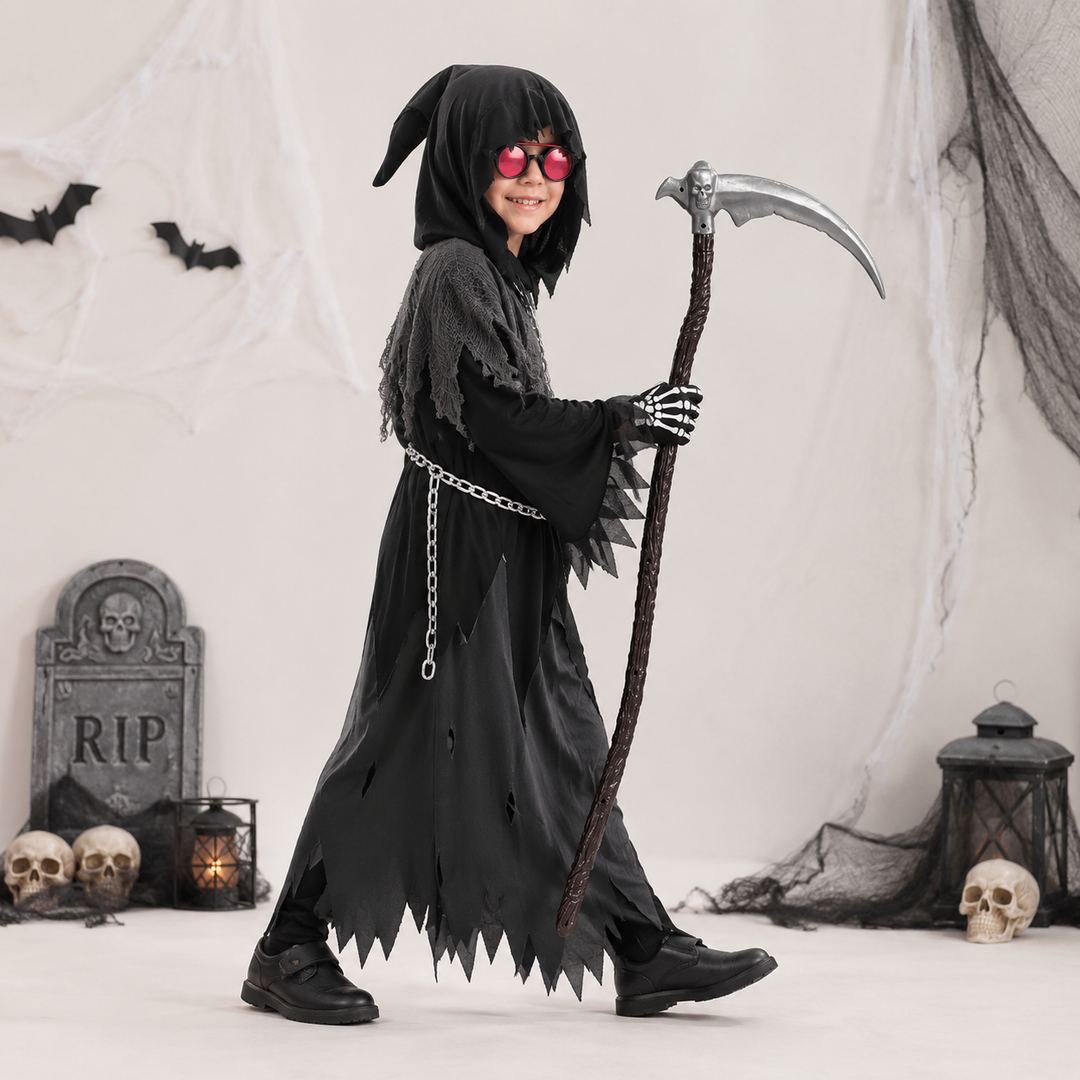 Halloween Costumes Grim Reaper Hooded Robe Set