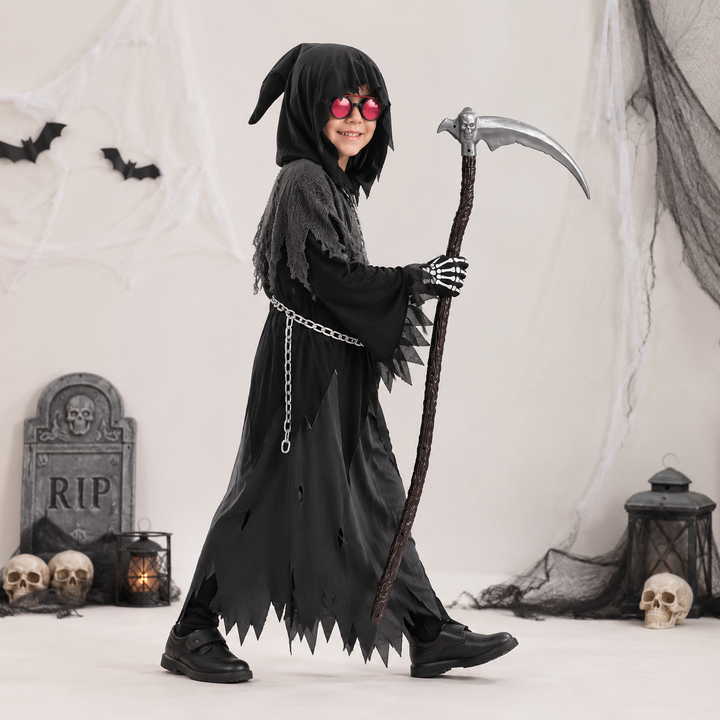 Halloween Costumes Grim Reaper Hooded Robe Set