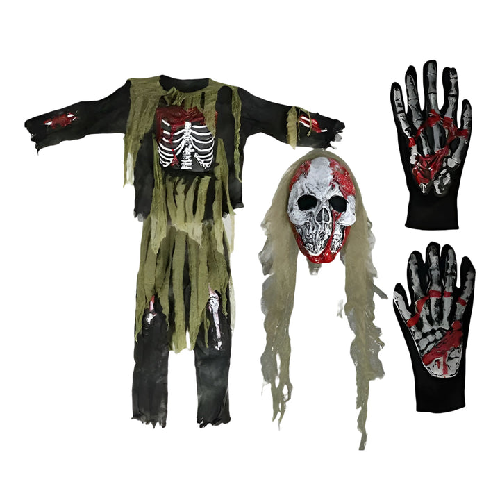 Halloween Costumes Skeleton Zombie Mask Outfit Set