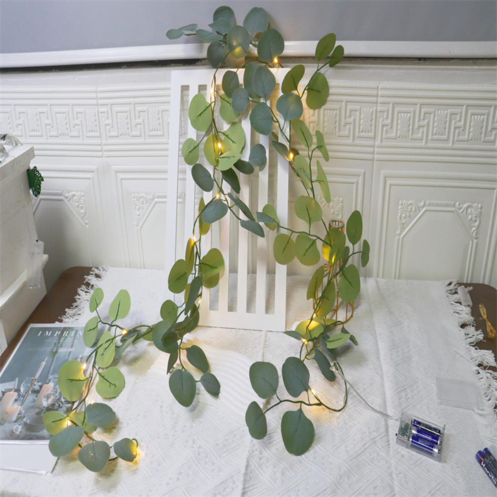 Home Decor LED Garland Eucalyptus Rattan Mantel Accent
