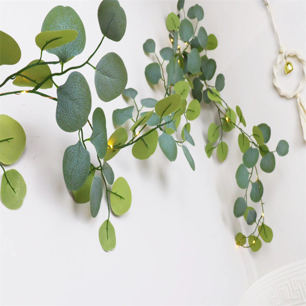 Home Decor LED Garland Eucalyptus Rattan Mantel Accent