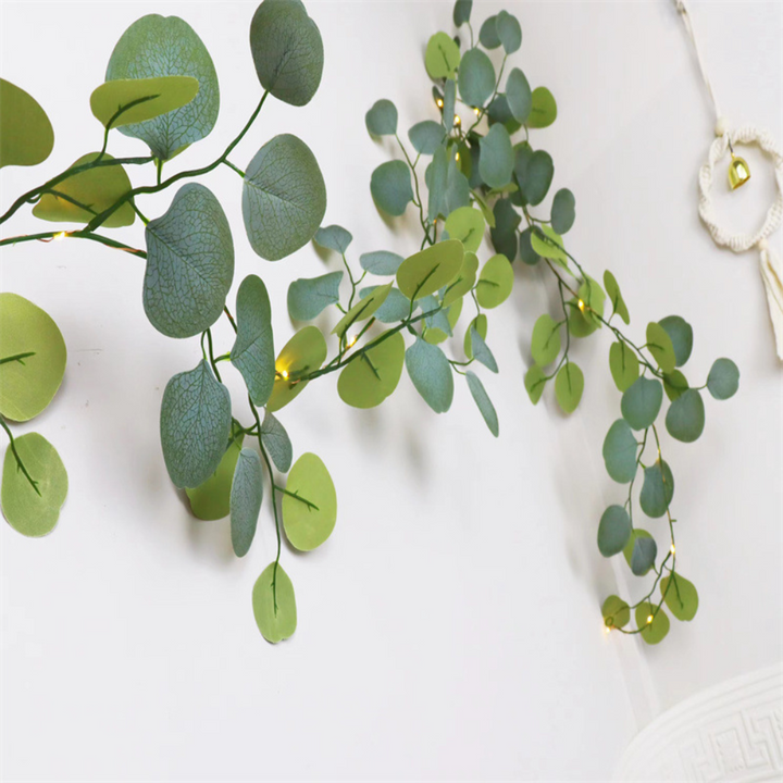 Home Decor LED Garland Eucalyptus Rattan Mantel Accent