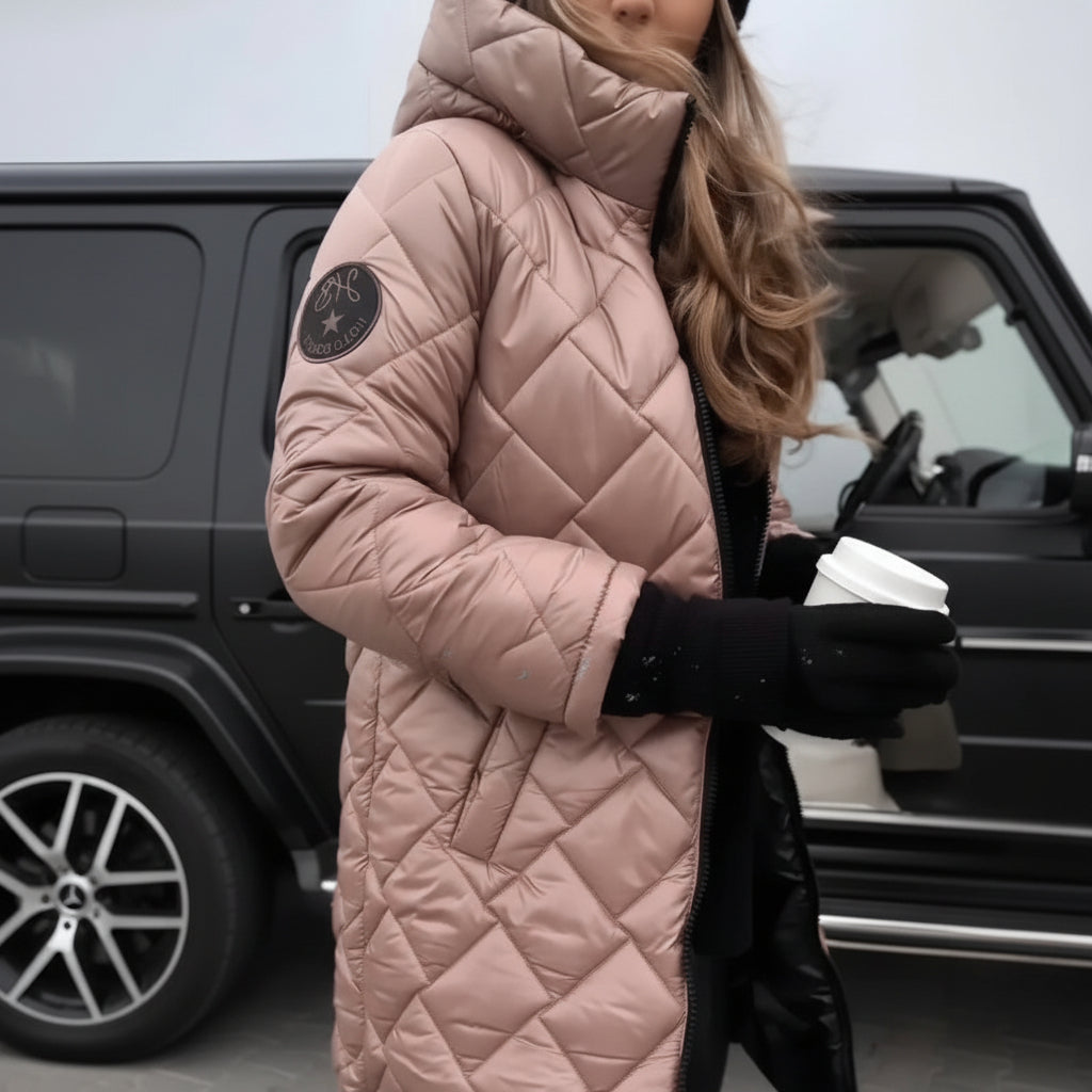 Quilted Hooded Jacket Cold Weather Warm Lightweight Stylish