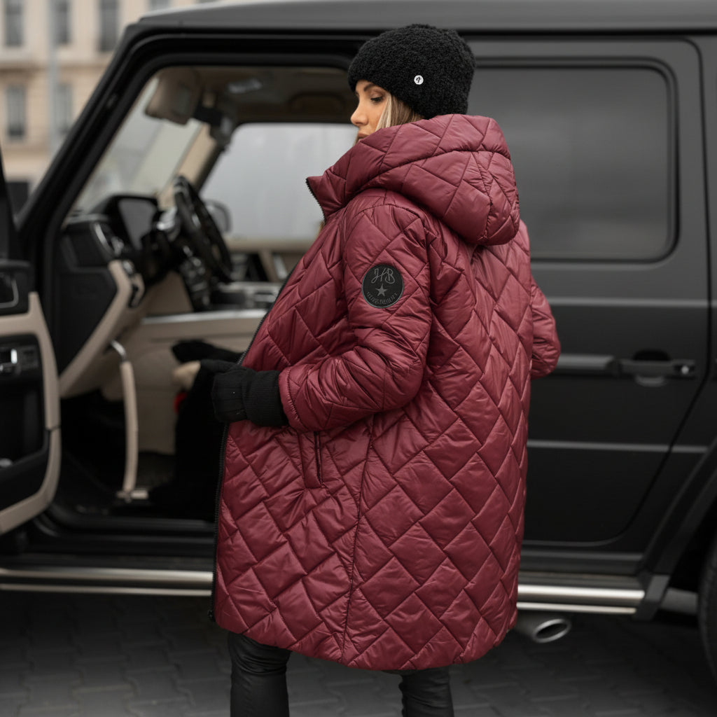Quilted Hooded Jacket Cold Weather Warm Lightweight Stylish