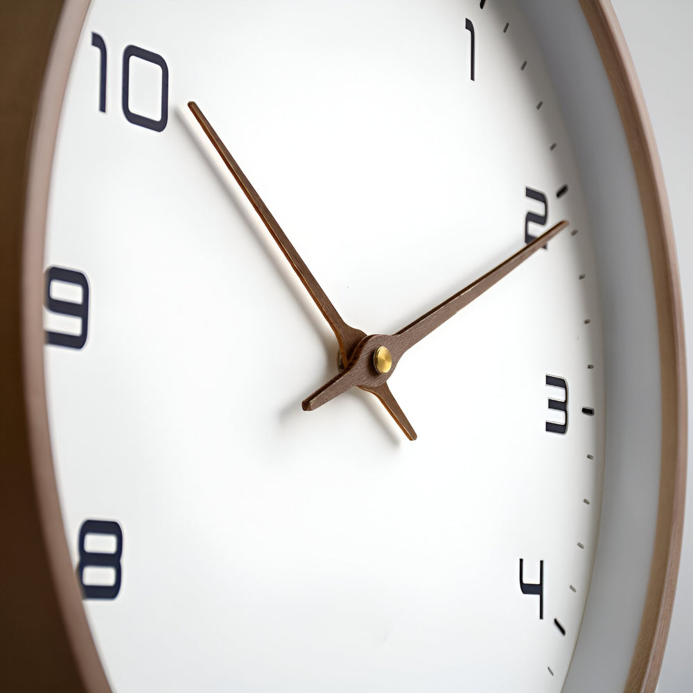 Wall Clock Modern Wooden Silent Non-Ticking Decorative Home Clock