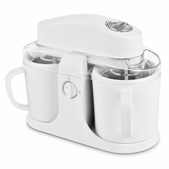 Ice Cream Maker Countertop Dual Bowl Frozen Dessert Machine