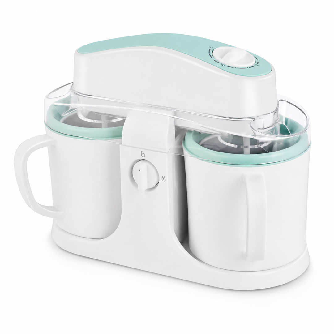 Ice Cream Maker Countertop Dual Bowl Frozen Dessert Machine