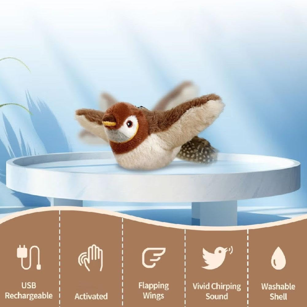 Cat Toy Interactive Bird Sound Flapping Rechargeable Pet Toy