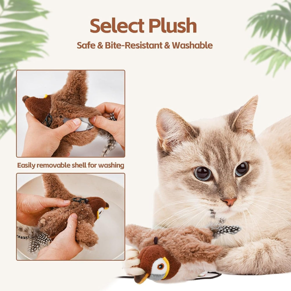 Cat Toy Interactive Bird Sound Flapping Rechargeable Pet Toy