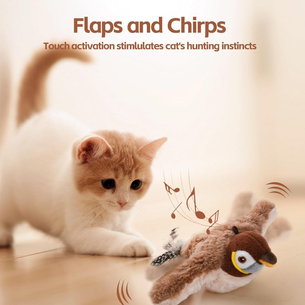 Cat Toy Interactive Bird Sound Flapping Rechargeable Pet Toy