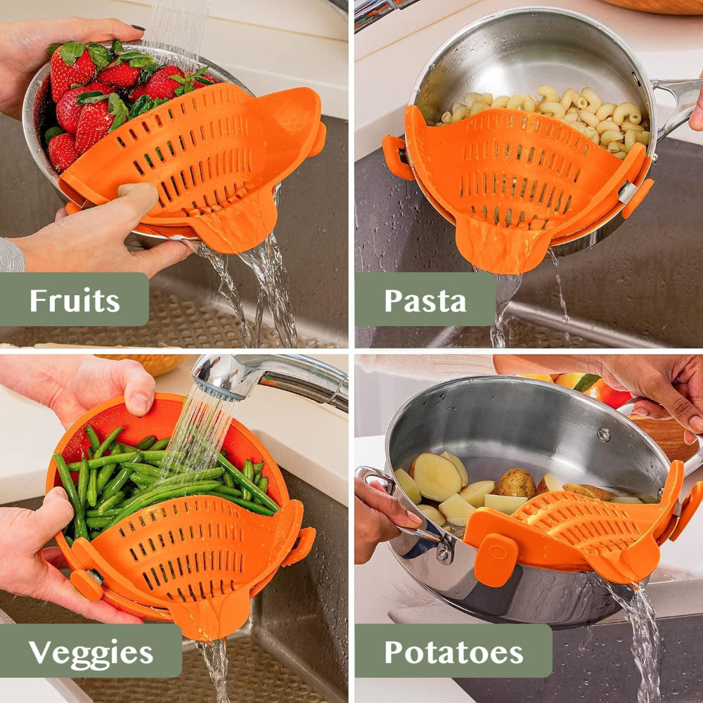 Kitchen SSneaker Clip Style Pot Pasta Colander Silicone