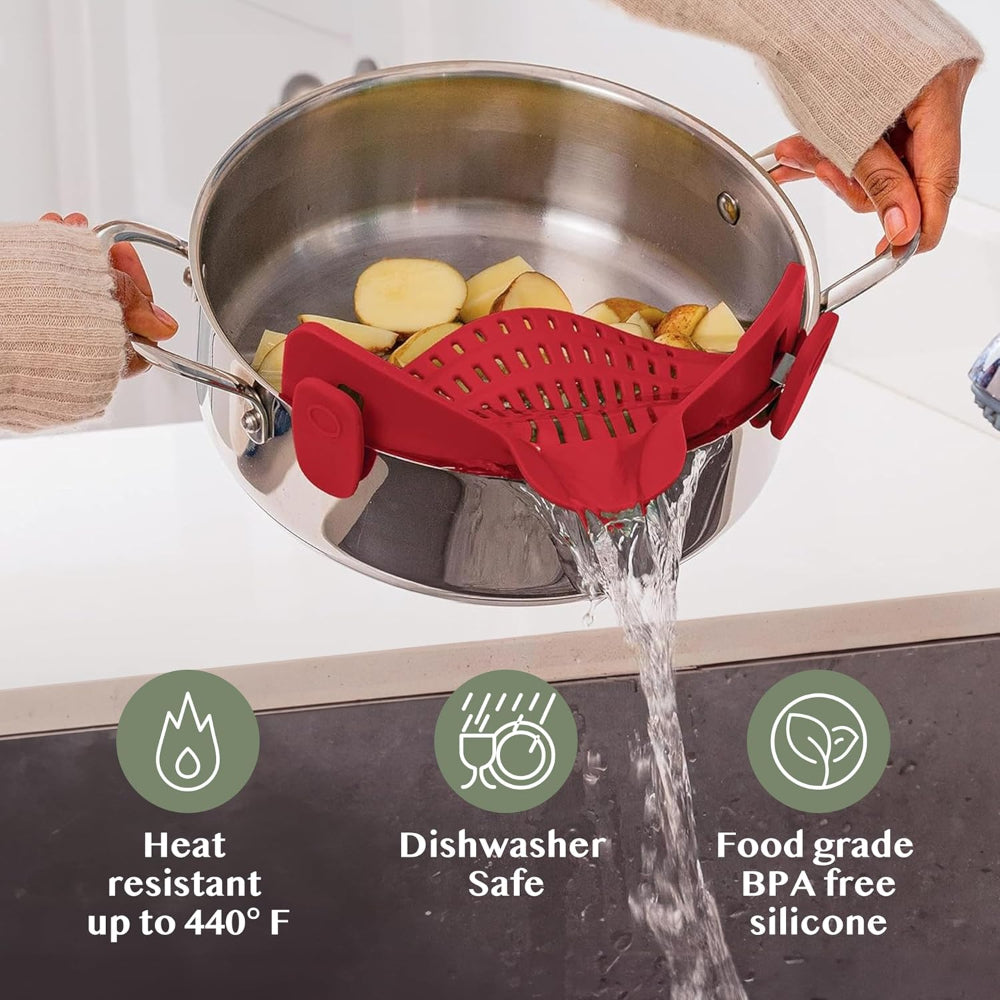Kitchen SSneaker Clip Style Pot Pasta Colander Silicone