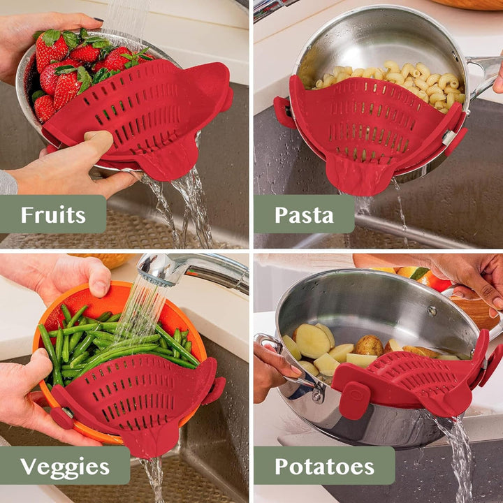Kitchen SSneaker Clip Style Pot Pasta Colander Silicone