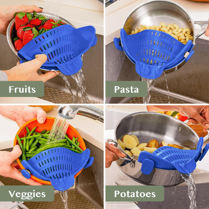 Kitchen SSneaker Clip Style Pot Pasta Colander Silicone