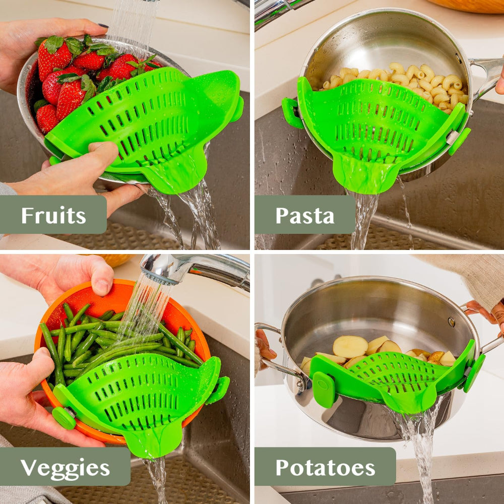 Kitchen SSneaker Clip Style Pot Pasta Colander Silicone