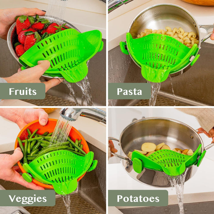 Kitchen SSneaker Clip Style Pot Pasta Colander Silicone