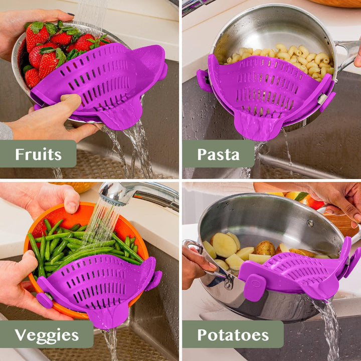 Kitchen SSneaker Clip Style Pot Pasta Colander Silicone