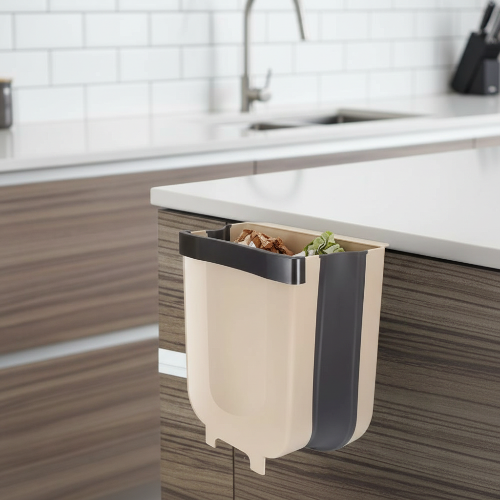 Kitchen Trash Can Hanging Foldable Plastic Cabinet Bin