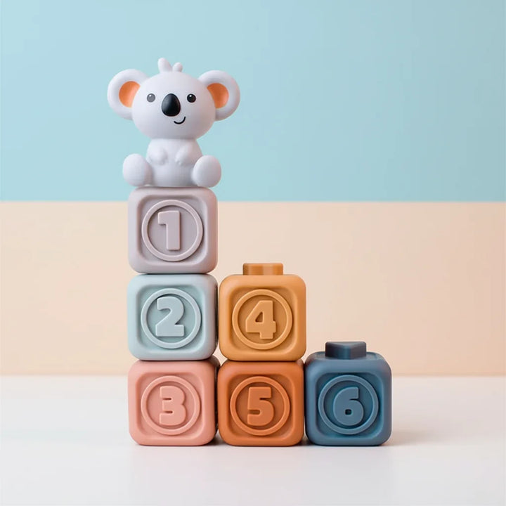 Baby Stacking Toy Sensory Teething Cubes Soft Educational Blocks
