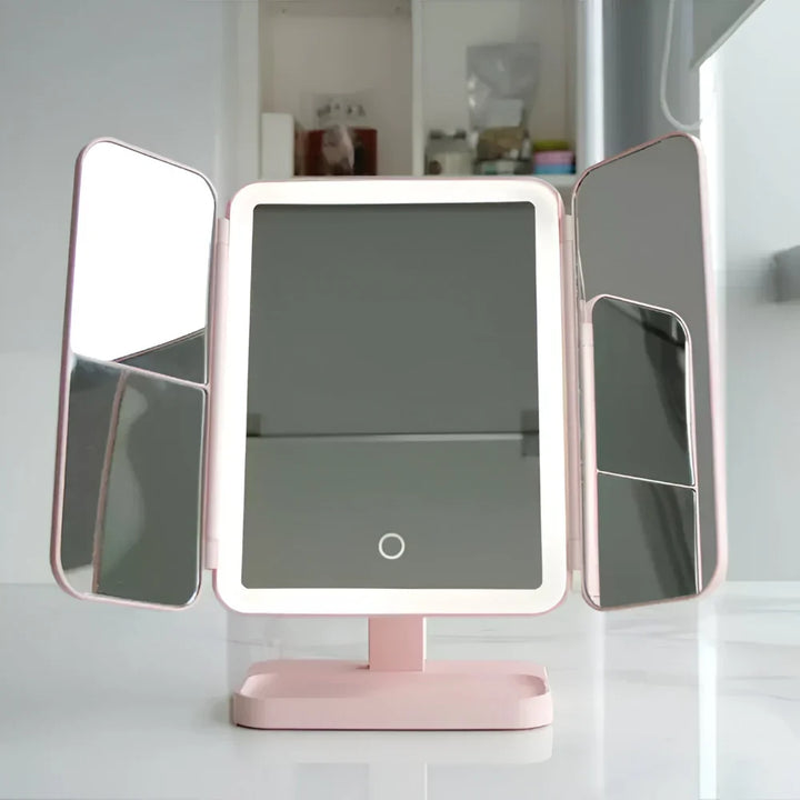 Mirror LED Makeup Triple Lighting Magnification Foldable Design