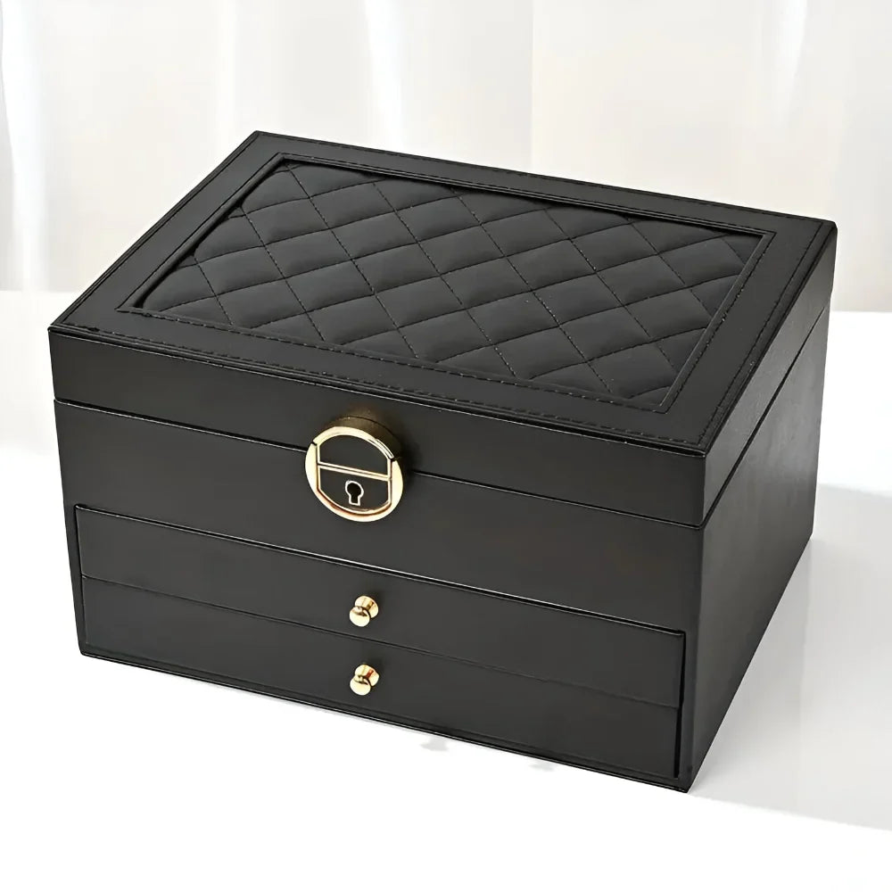 jewelry Box Multilayer Textured Storage Organizer Display Case