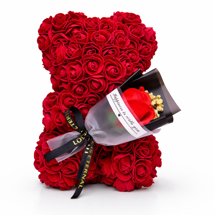 Table Decor Rose Bear Artificial Flower Gift Valentine Display