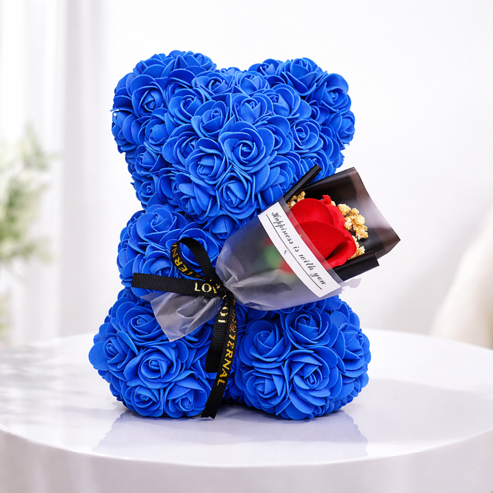 Table Decor Rose Bear Artificial Flower Gift Valentine Display
