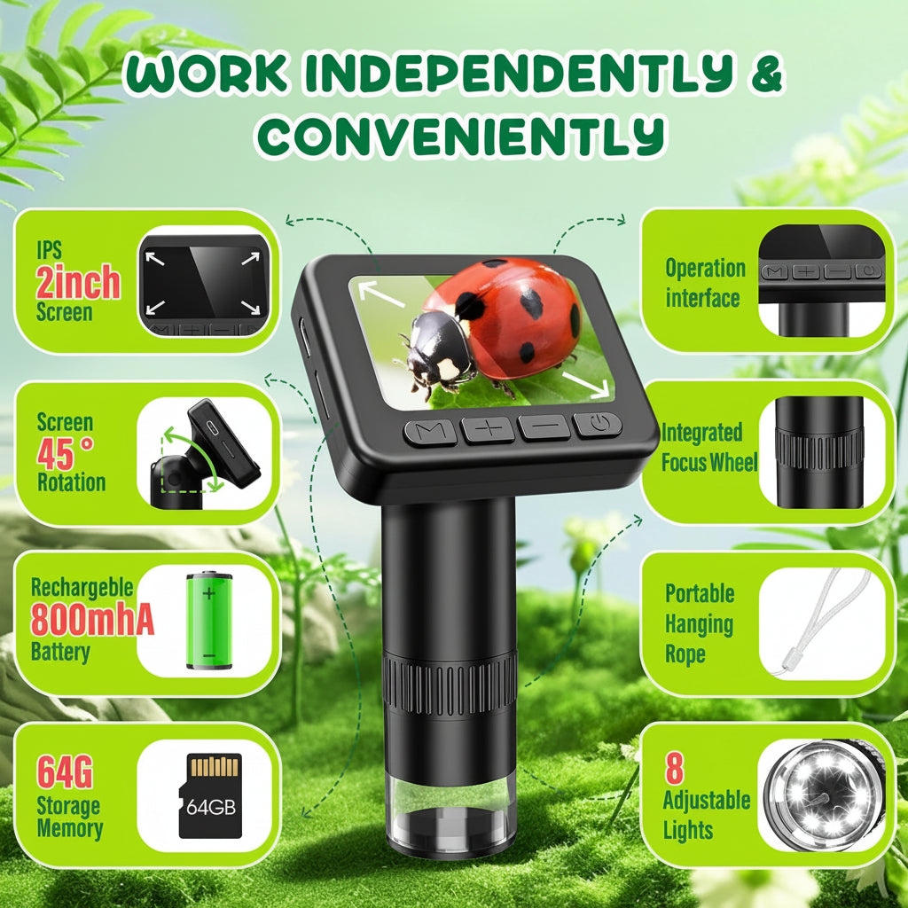 Digital Microscope Portable HD Screen Science Learning Camera