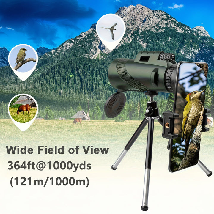 Monocular Telescope Phone Adapter HD Outdoor Viewing Scope