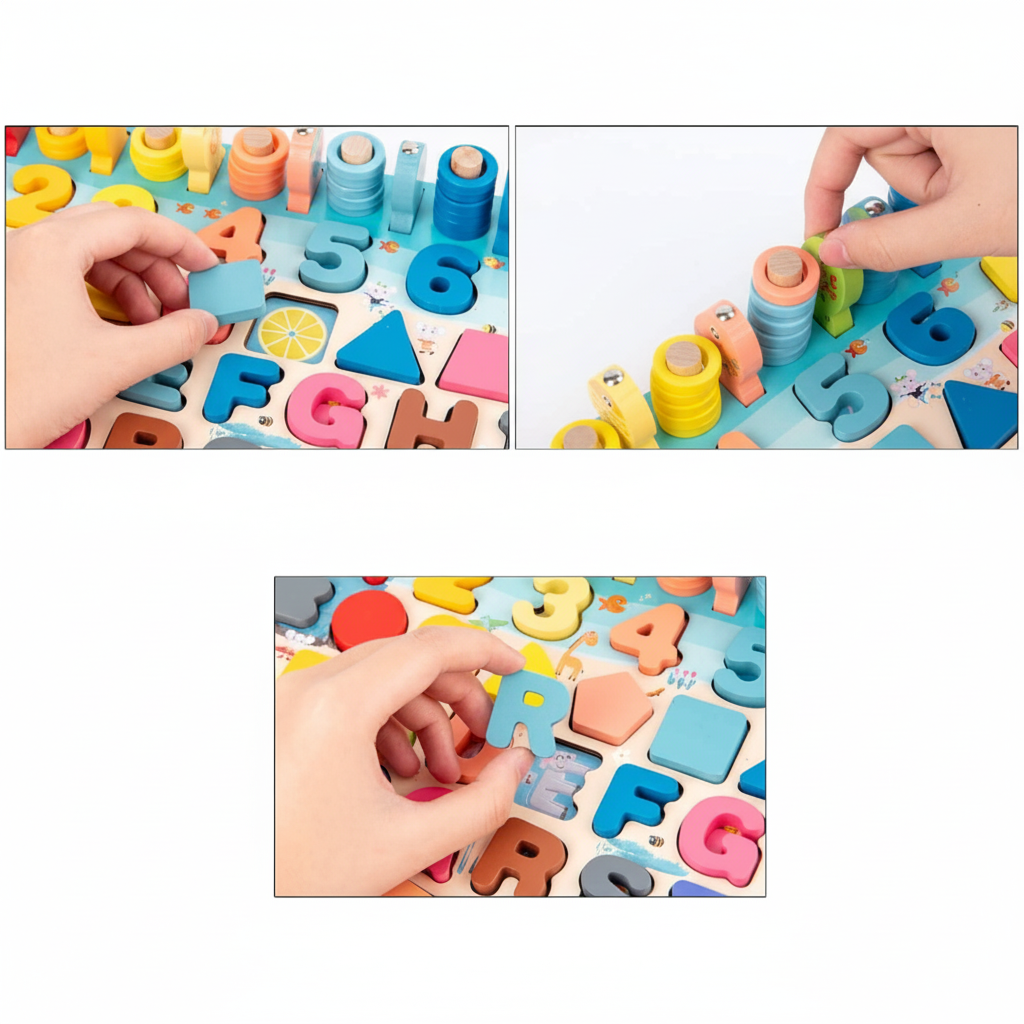 Montessori Wooden Activity Board Learning Toy Toddlers