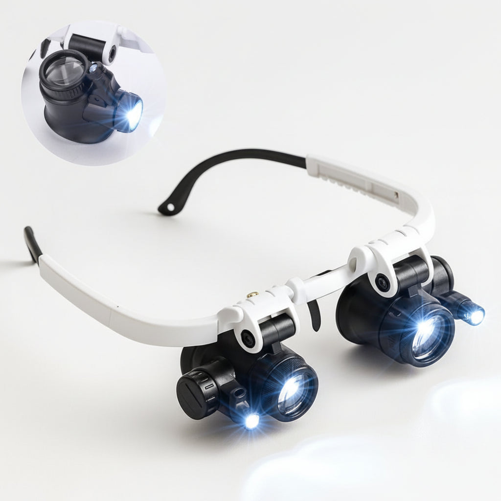 Magnifying Glass Headset LED Light Adjustable Headband Lens