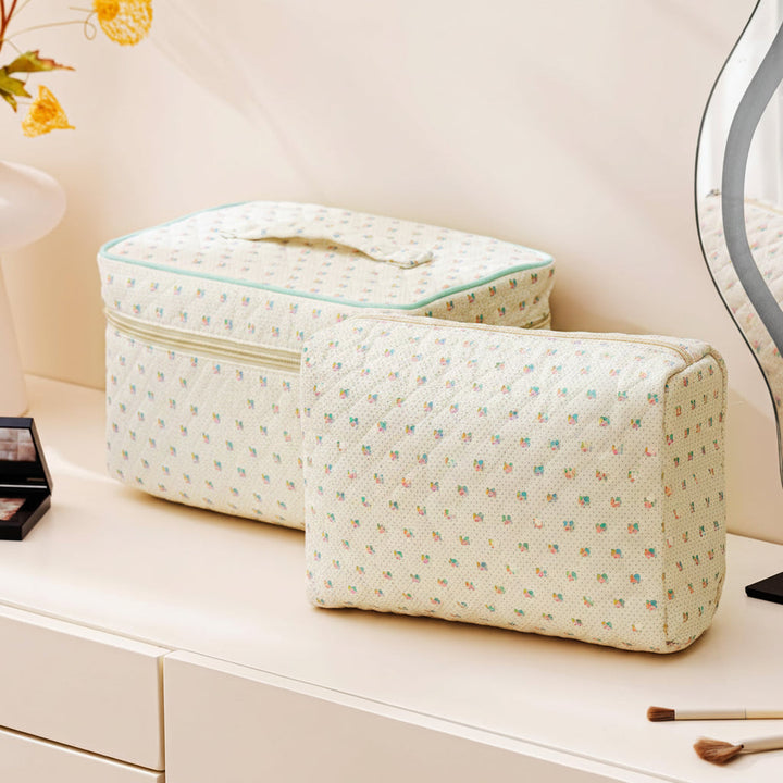 Makeup Bag Travel Cosmetic Bag Floral Cotton Mothers Day Gift