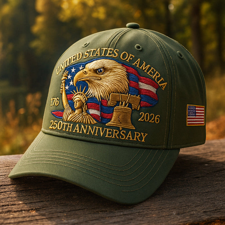Men’s Baseball Cap Patriotic Eagle 250th Anniversary Veterans Hat