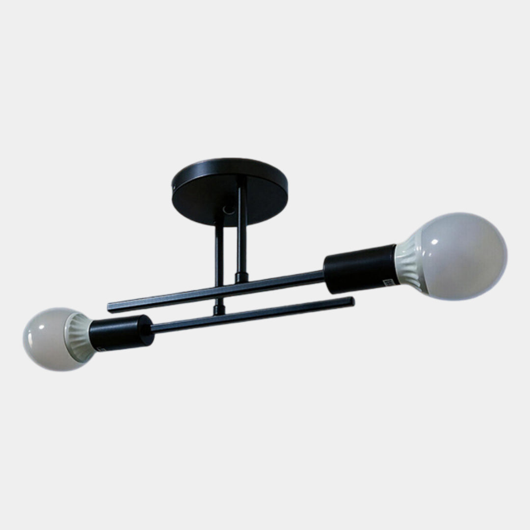 Modern 2-Light Ceiling Lamp | Black &amp; Gold Flush Mount Chandelier