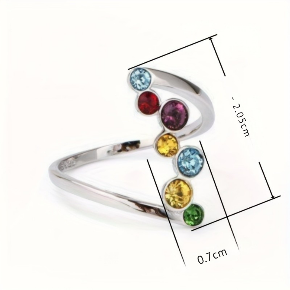 Mothers Day Birthstone Ring Silver Adjustable Multicolor Ring