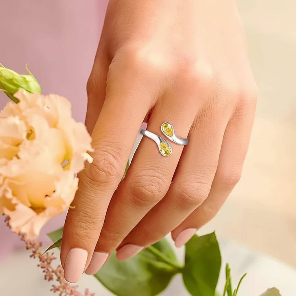 Mothers Day Birthstone Ring Dainty Silver Adjustable Ring