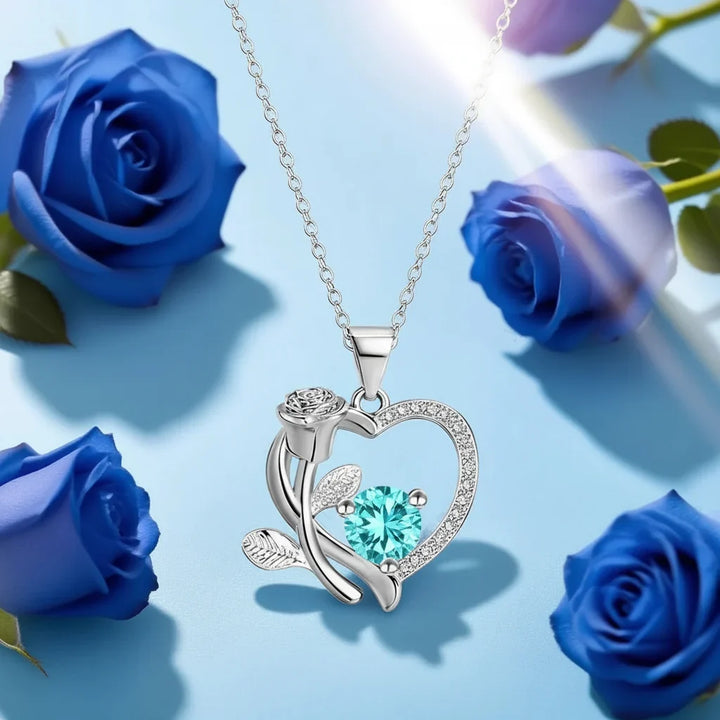 Necklace Heart Pendant Zircon Bear Rose Gift Box Women
