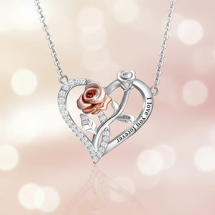 Necklace Heart Pendant Silver Rose Gift jewelry Romantic Couples