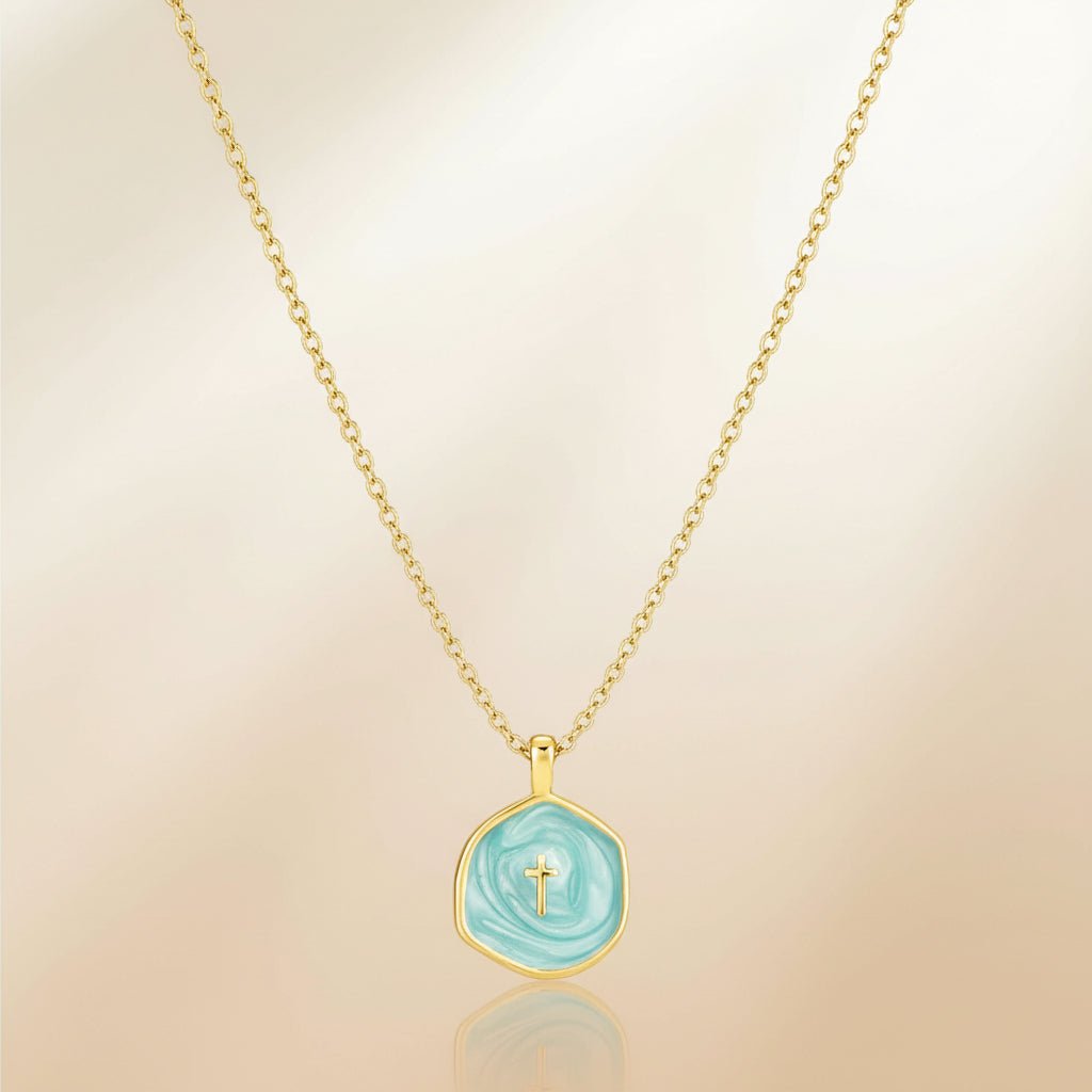 Necklace Cross Pendant Mothers Day Gold Disc Dainty jewelry