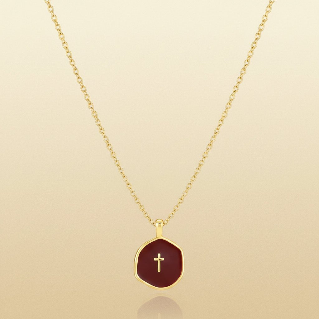 Necklace Cross Pendant Mothers Day Gold Disc Dainty jewelry