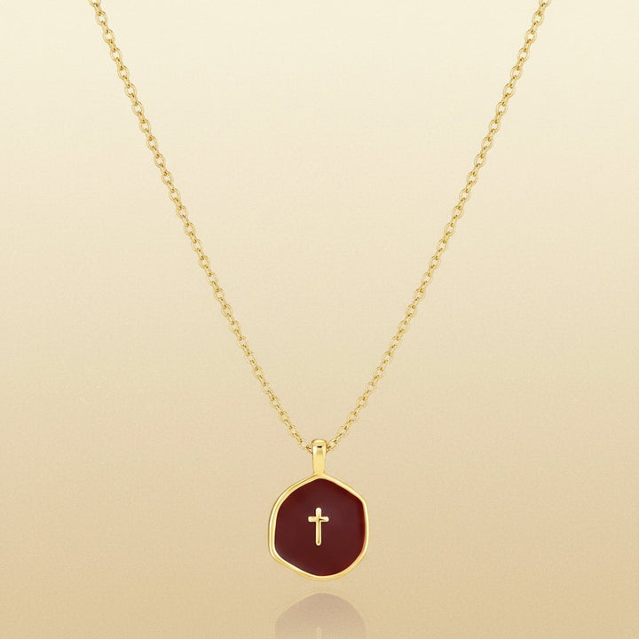 Necklace Cross Pendant Mothers Day Gold Disc Dainty jewelry